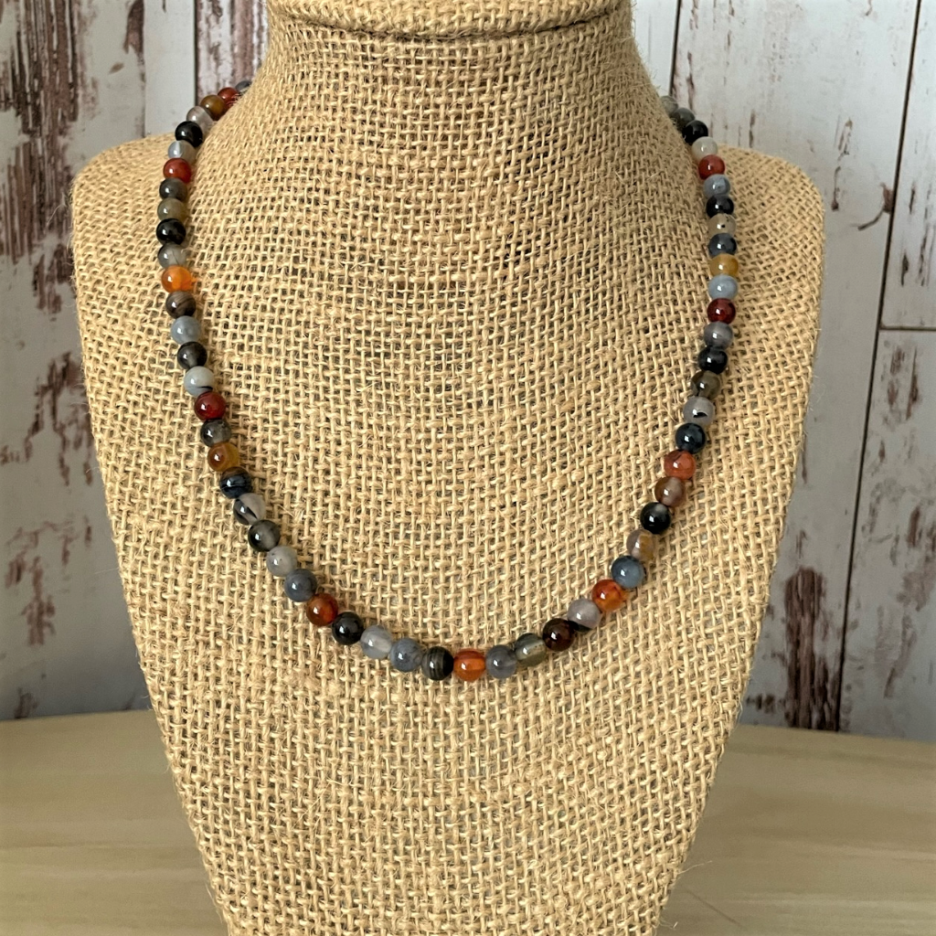 Natural lava stones minimalist black necklace for men and women